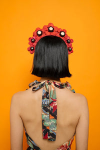 Flower Iraca Headpiece in Red