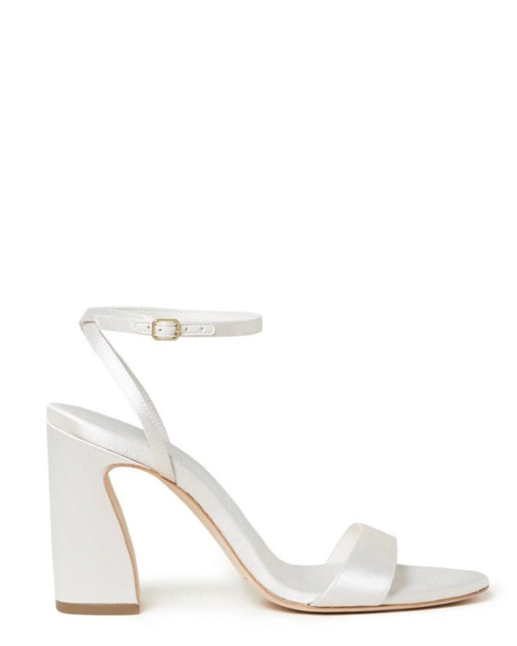 Malia Sandal in Cream Satin