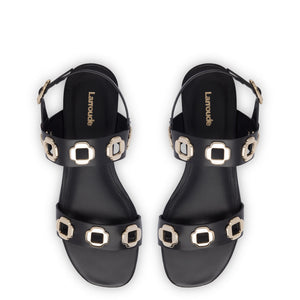 Milan Flat Sandal In Black Leather