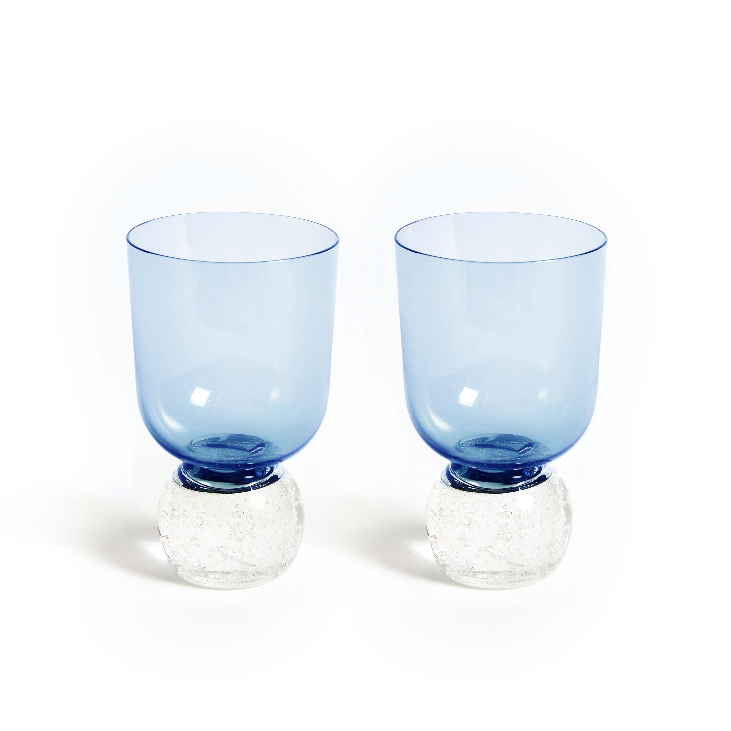 Bubble Glass Tumblers in Candy Blue, Set of 2