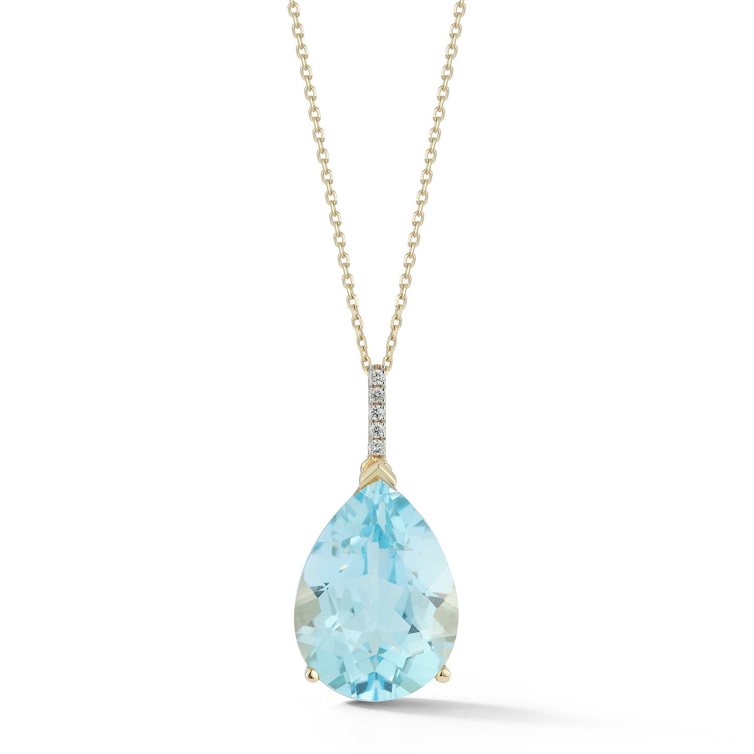 14K Swiss Blue Topaz Pear Necklace