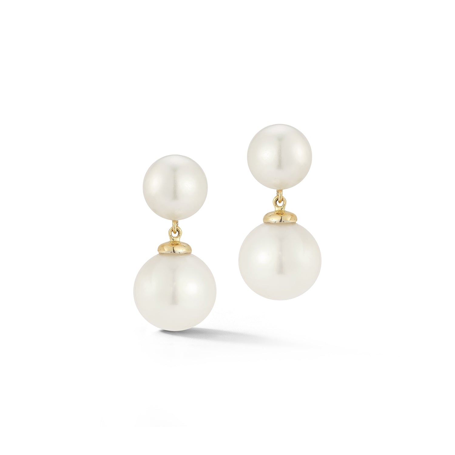 14K Duo Pearl Dot Drop Earrings