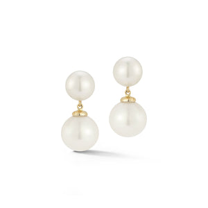 14K Duo Pearl Dot Drop Earrings