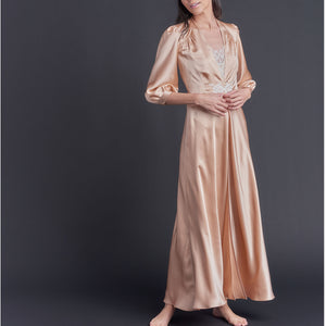 Long Maia Vintage Blush Silk Robe