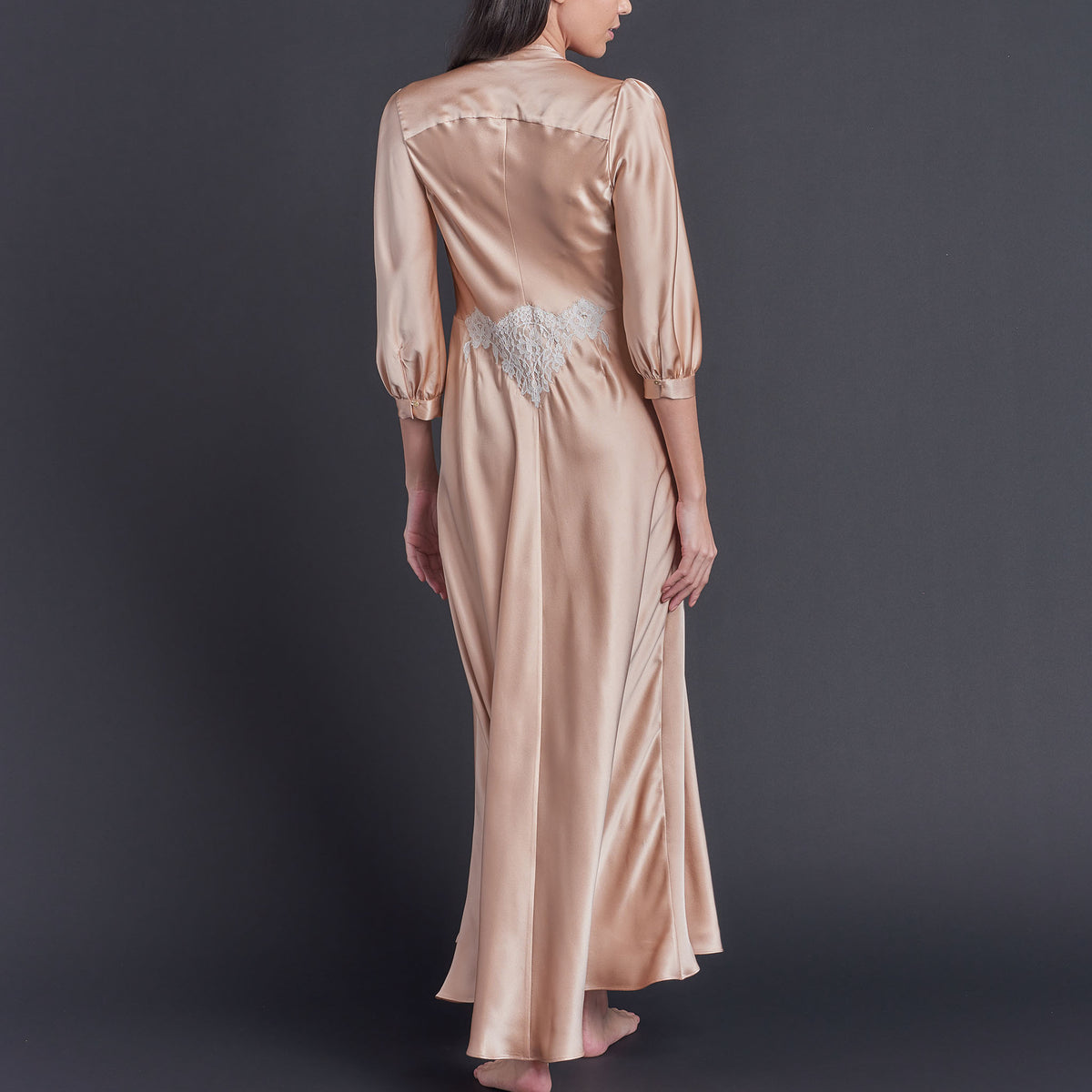 Long Maia Vintage Blush Silk Robe