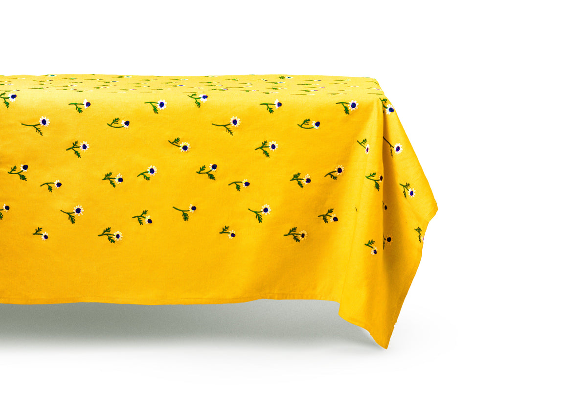 Manzanilla Mustard Rectangular Tablecloth