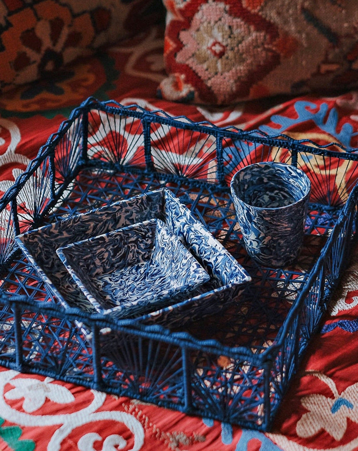 Marbled Ceramic Tumbler in Blue