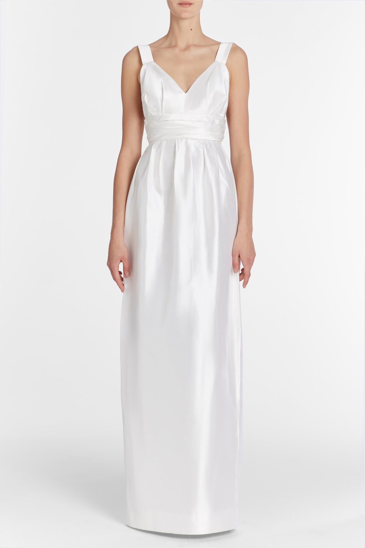 Hazel White Silk Tulip Column Gown