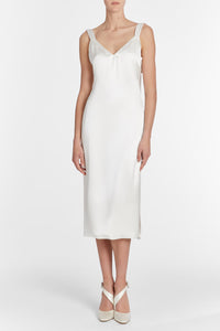 Bianca White Satin Shift Dress