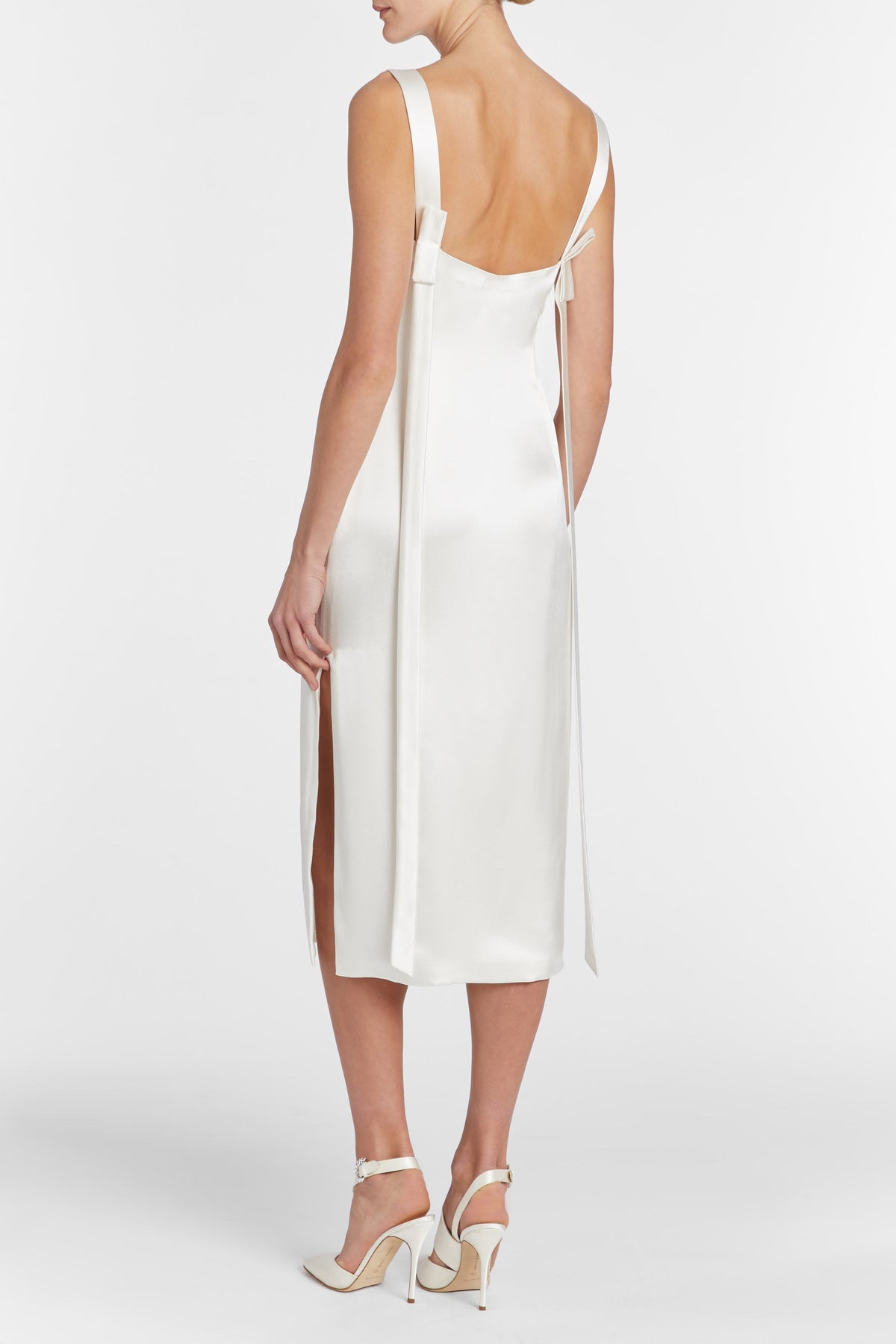 Bianca White Satin Shift Dress