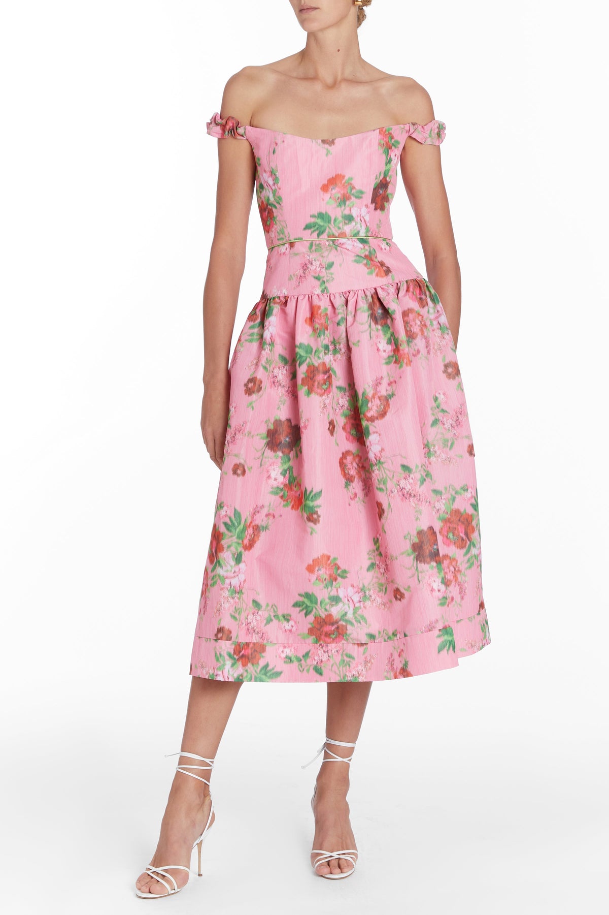 Giorgia Pink Floral Ikat Midi Dress