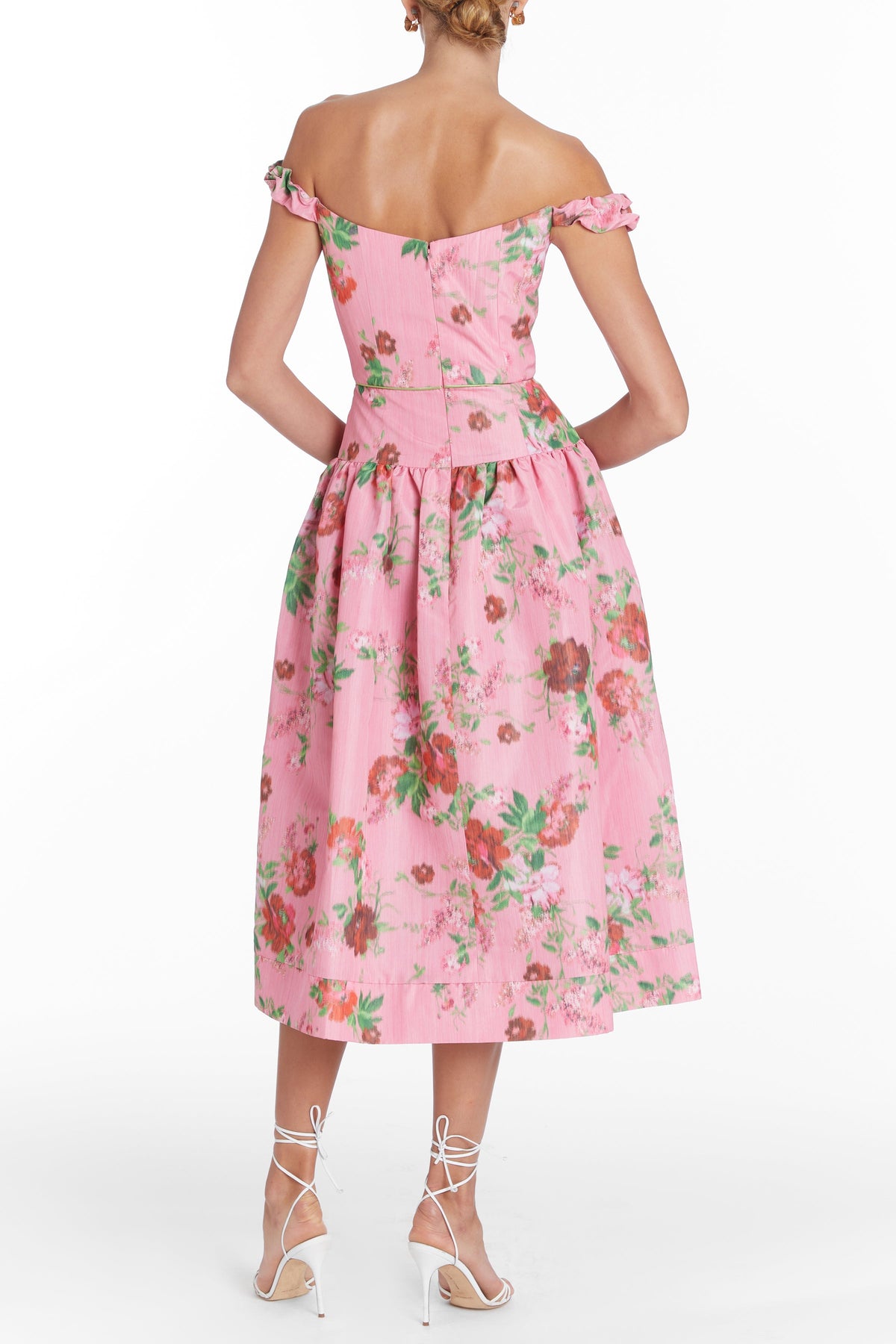 Giorgia Pink Floral Ikat Midi Dress