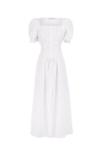 Marquise Linen Dress in White