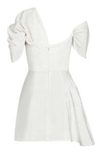 Maya White Silk Asymmetric Mini Dress