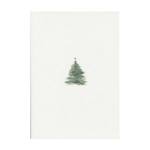 Luxury Christmas Card by Memo Press with a watercolour illustration of a traditional Christmas Tree with a single star on top and comes with a nubuck brown envelope made in Britain