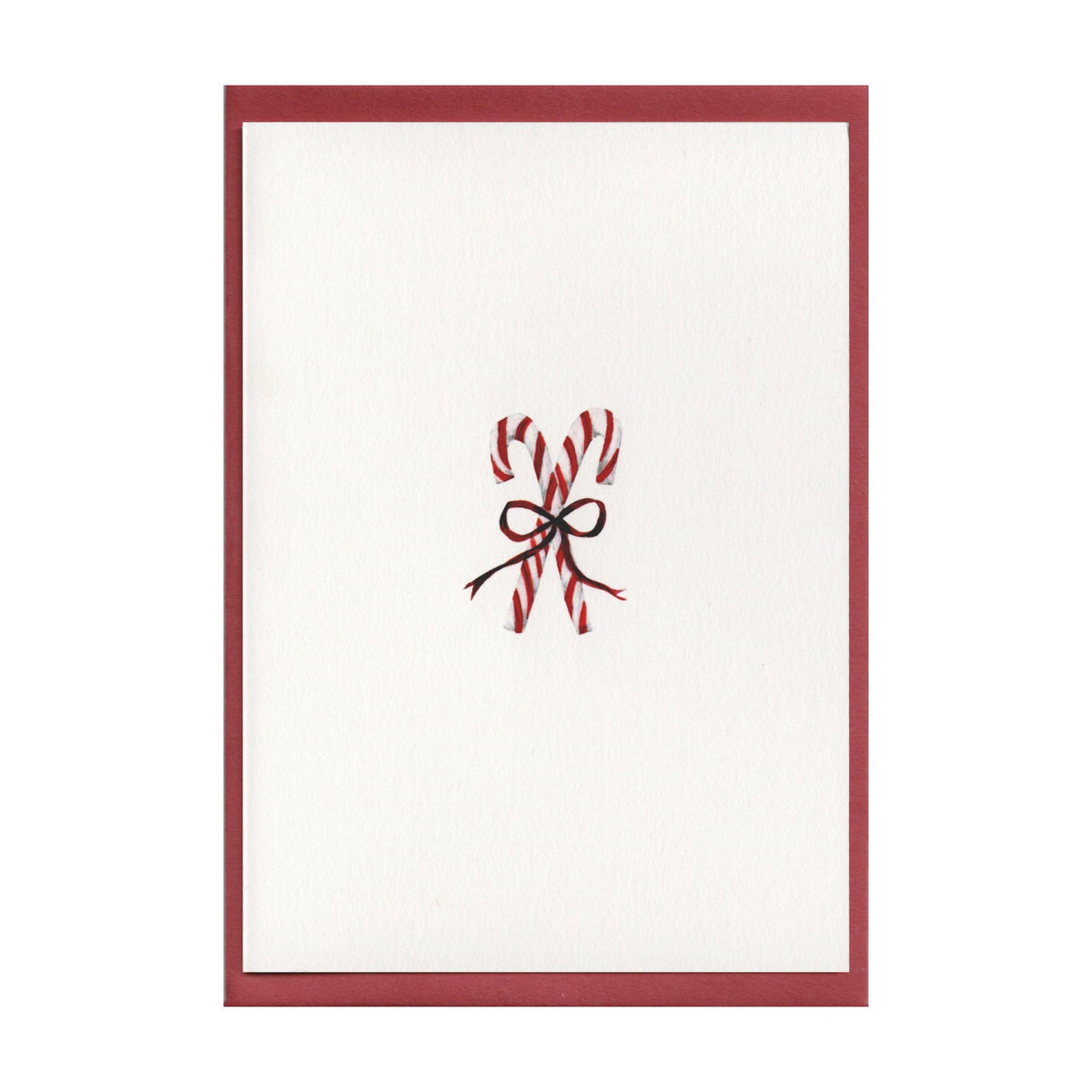 Luxury Christmas Card with an illustration of a pair of candy canes tied in a bow by Memo Press