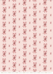 Luxury Christmas Wrapping Paper with watercolour illustrations of Candy Canes tied in a bow on shell pink paper by Memo Press