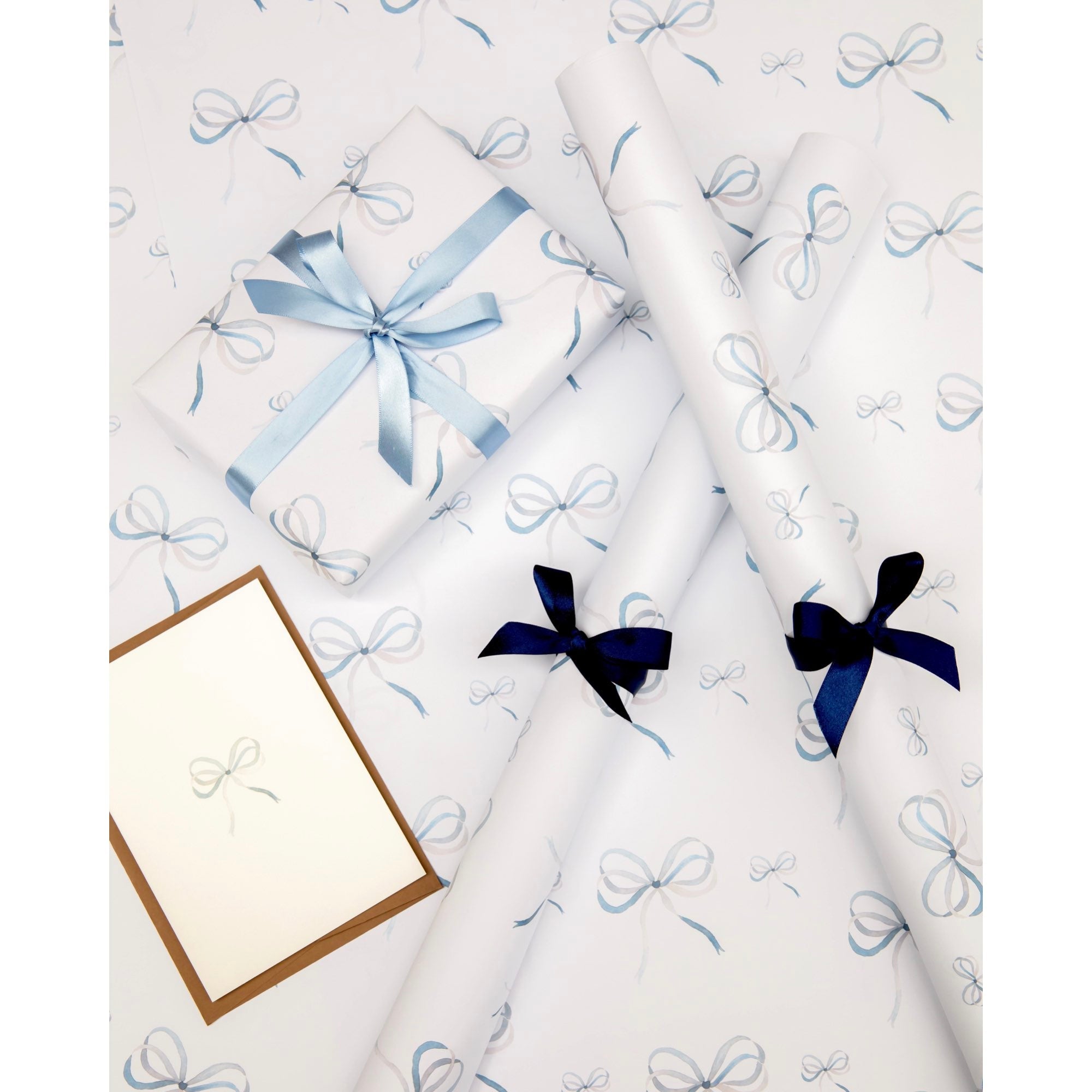 Lake Blue Bow Wrapping Paper