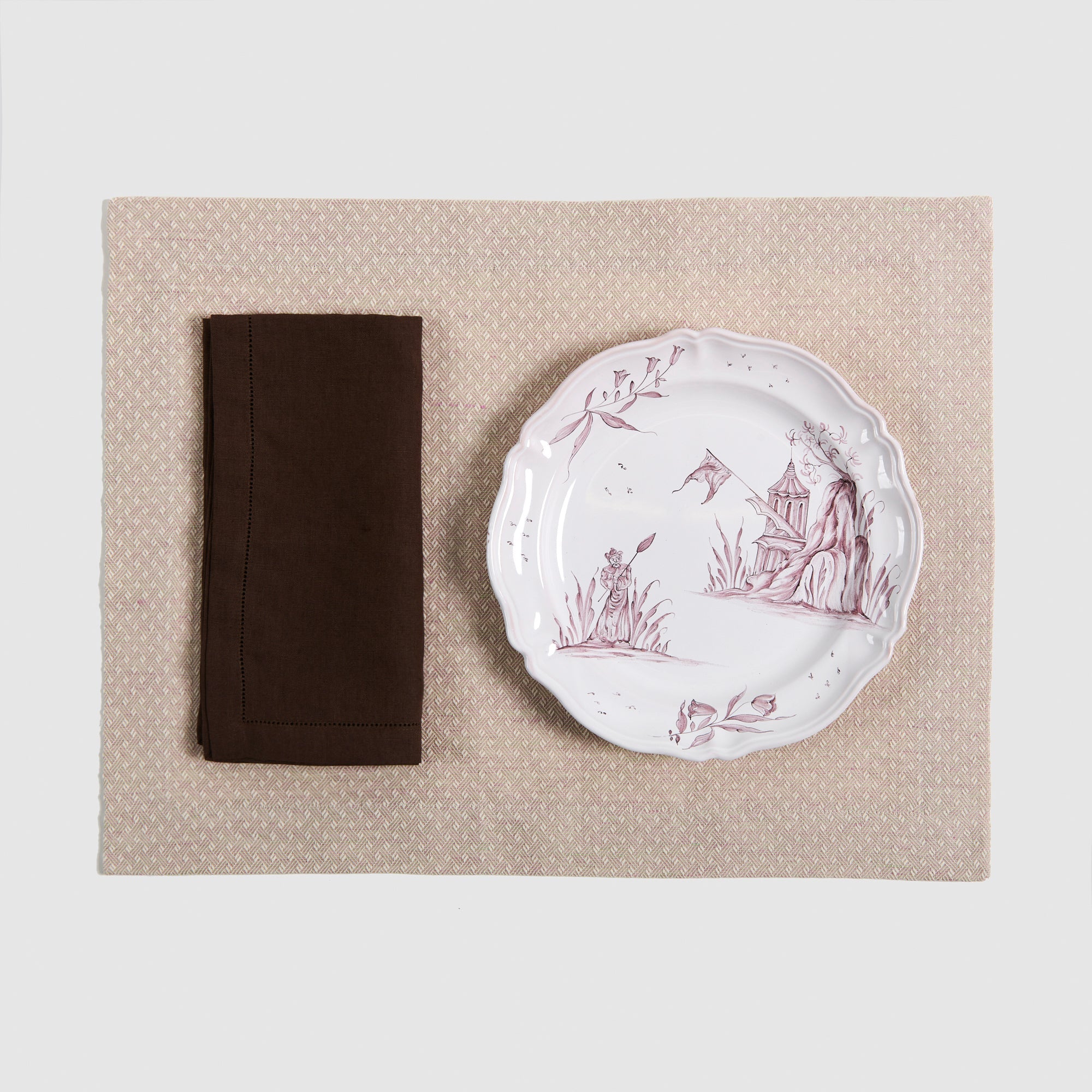 Pulled Thread Dinner Napkin in Chocolate