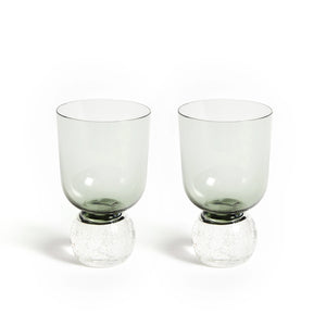 Bubble Glass Tumblers in Tourmaline Green, Set of 2