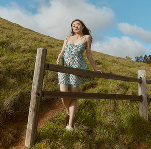 Andi Mini Nightgown in Ivory Blue Bell Floral