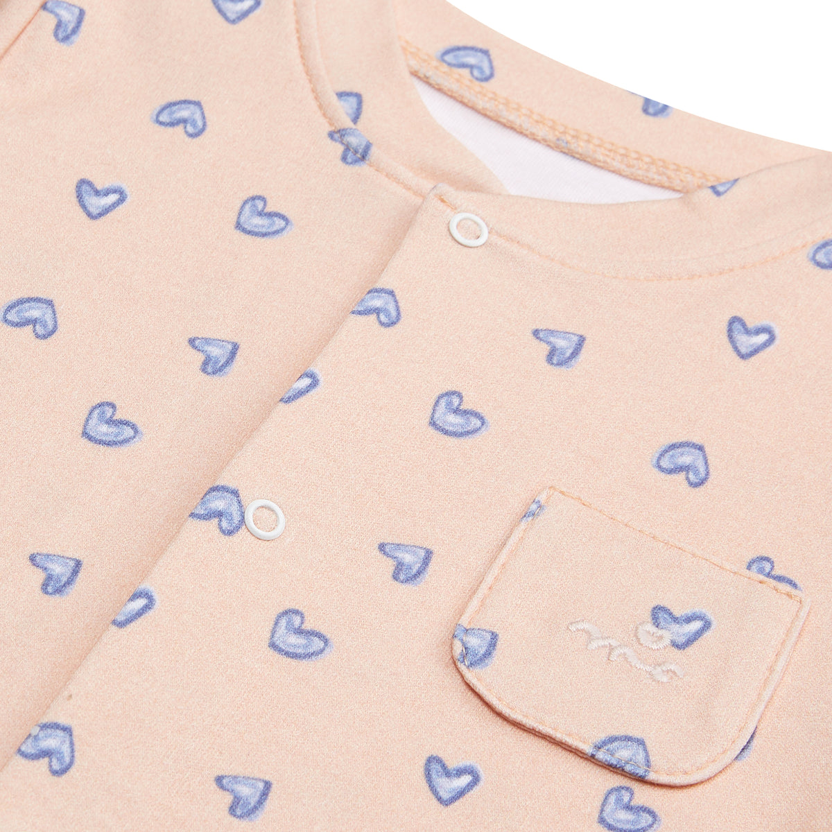 Love Heart Sleepsuit in Pink