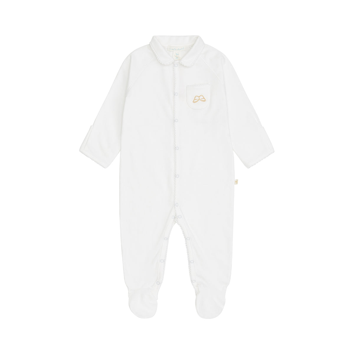 Angel Wing Sleepsuit With Mittens in White