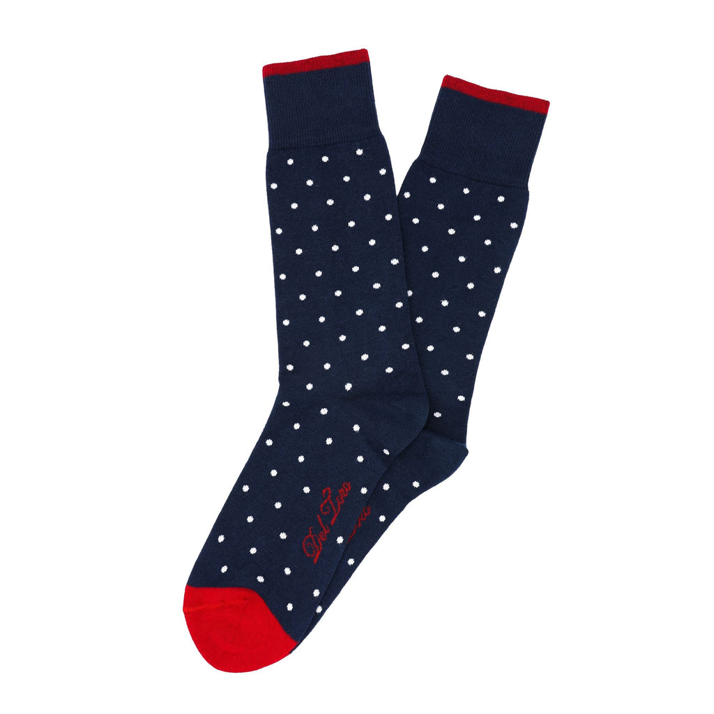 Dark Blue Polka Dot Pima Cotton-Blend Formal Sock