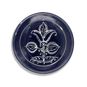 Cobalt Tulip Dessert Plate