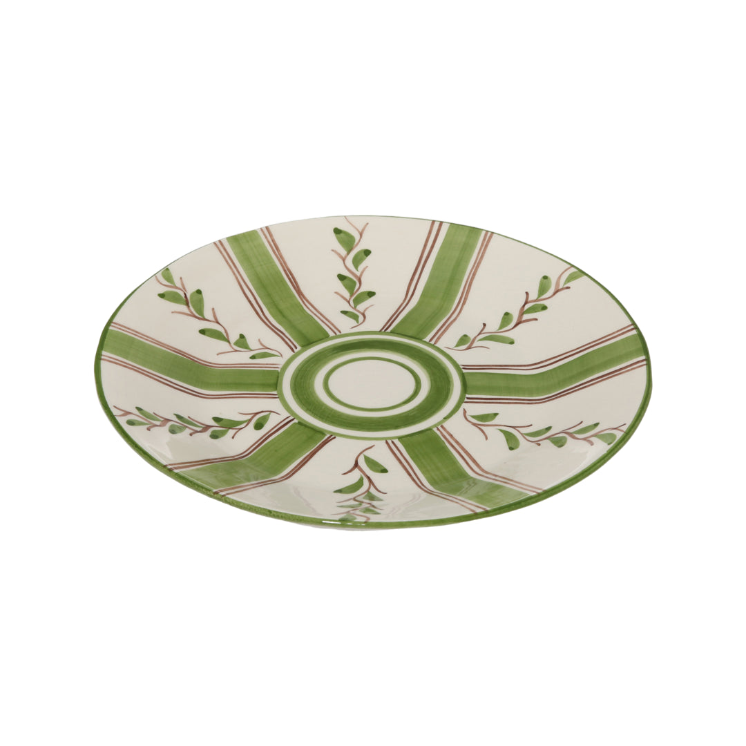 Olive Stripe Dessert Plate