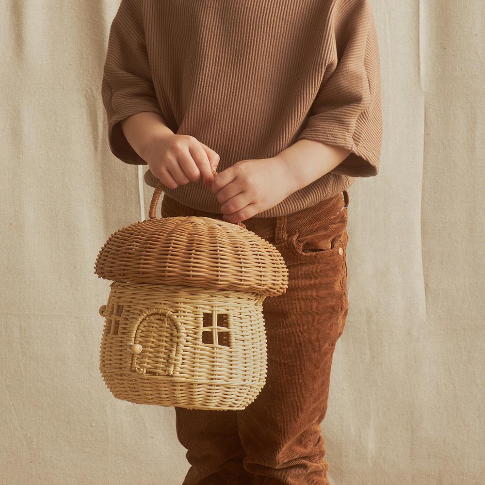 Rattan Mushroom Basket in Natural