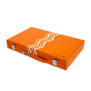 Leather Backgammon Board in Orange