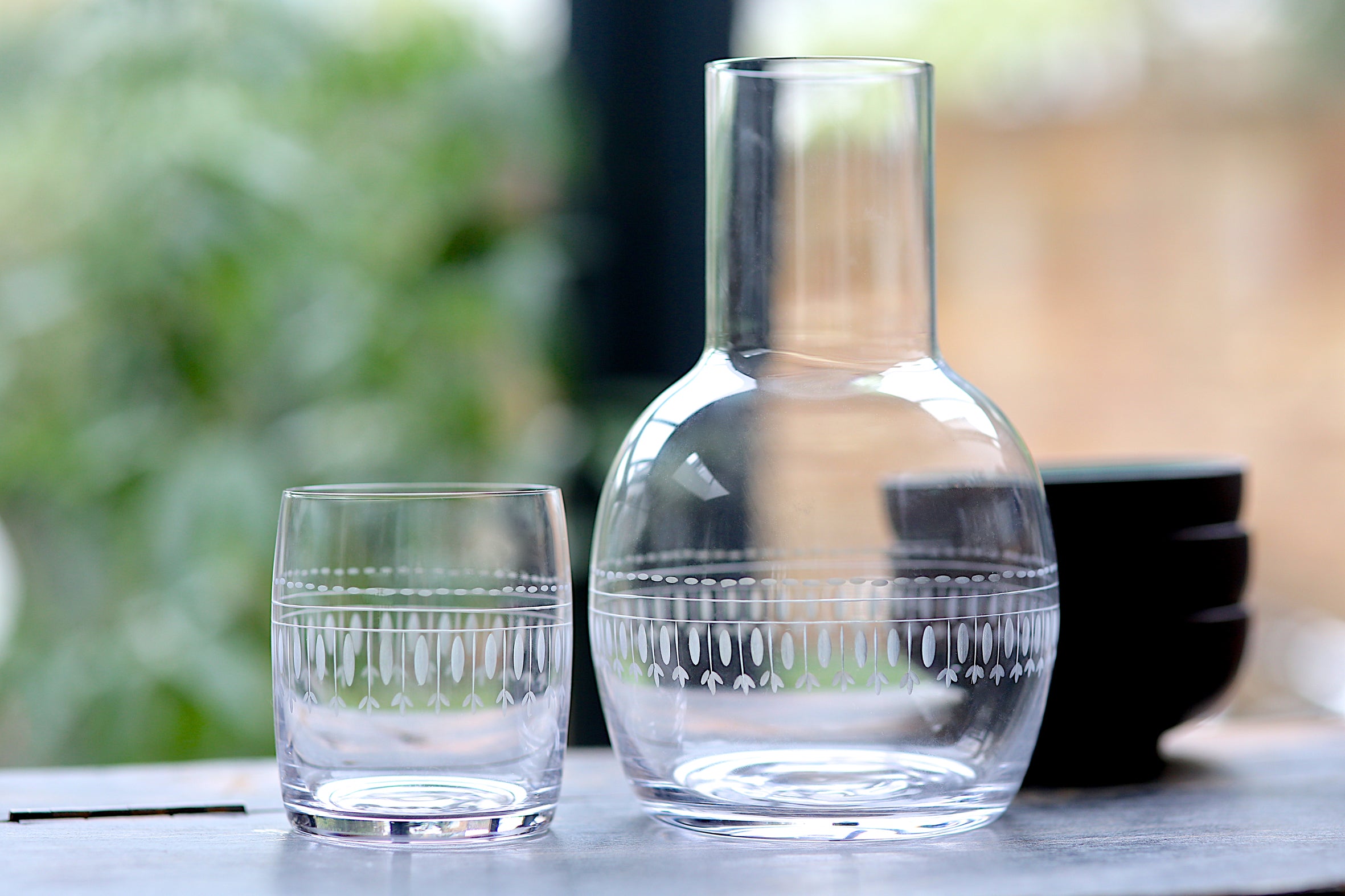 Crystal Carafe Set with Ovals Design