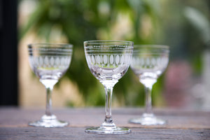 Crystal Liqueur Glasses with Ovals Design, Set of Six