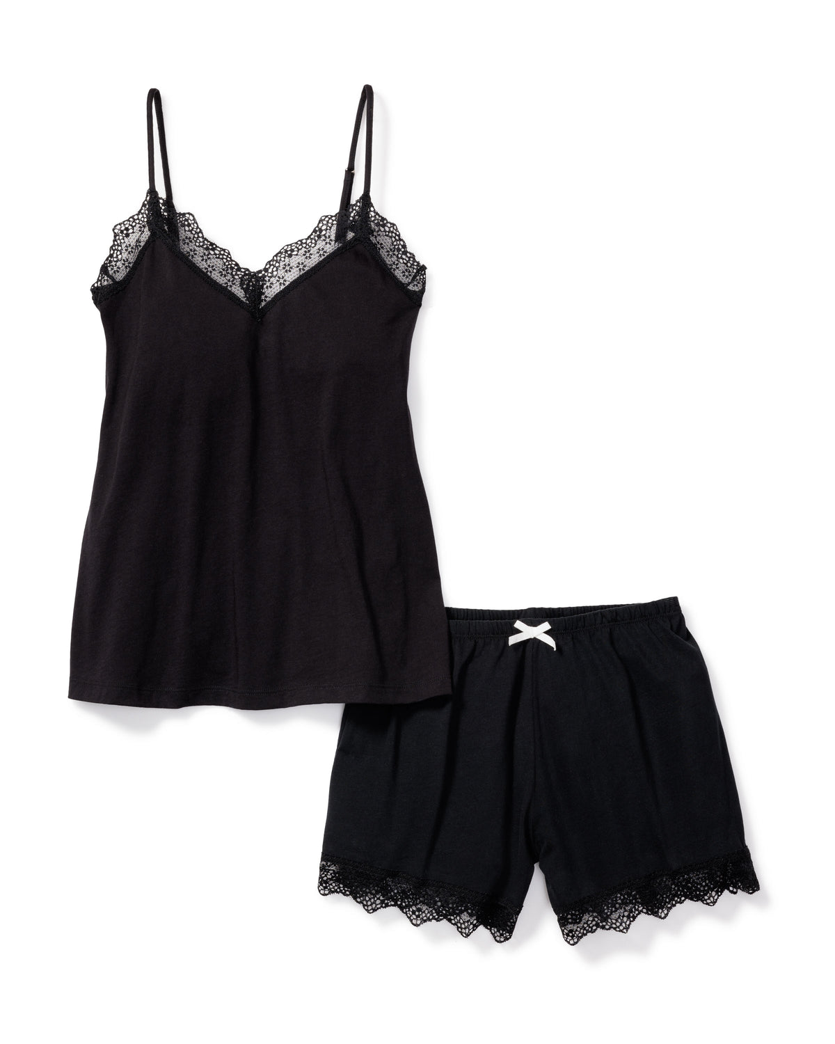 Women’s Pima Black Lace Short Set