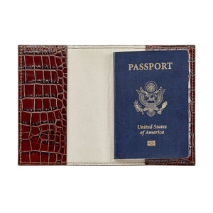 Passport Holder in Crocodile Embossed Leather