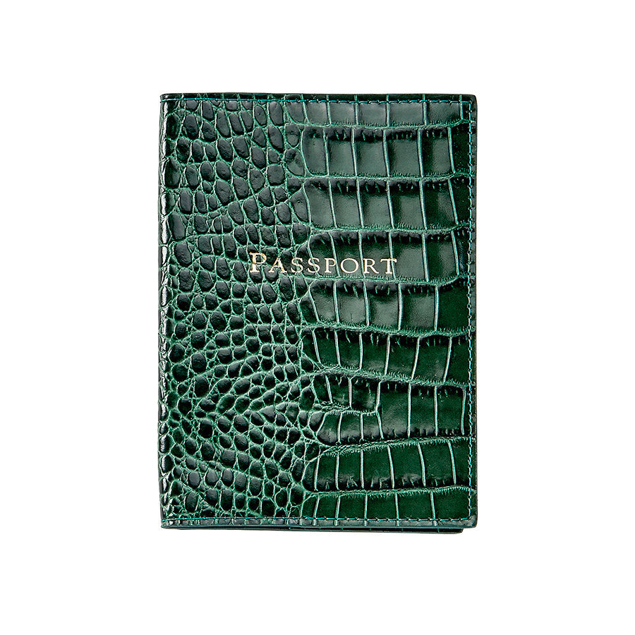 Passport Holder in Crocodile Embossed Leather