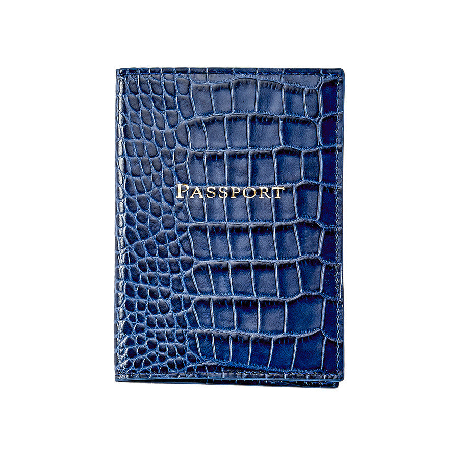 Passport Holder in Crocodile Embossed Leather