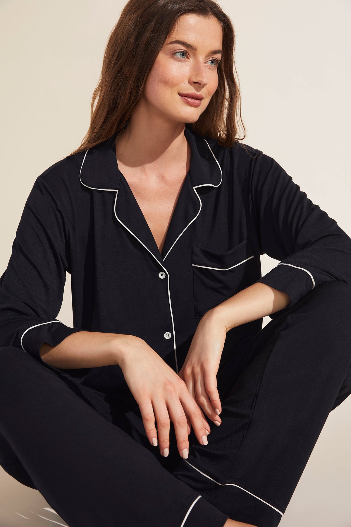 Gisele Long PJ Set in Black/Sorbet