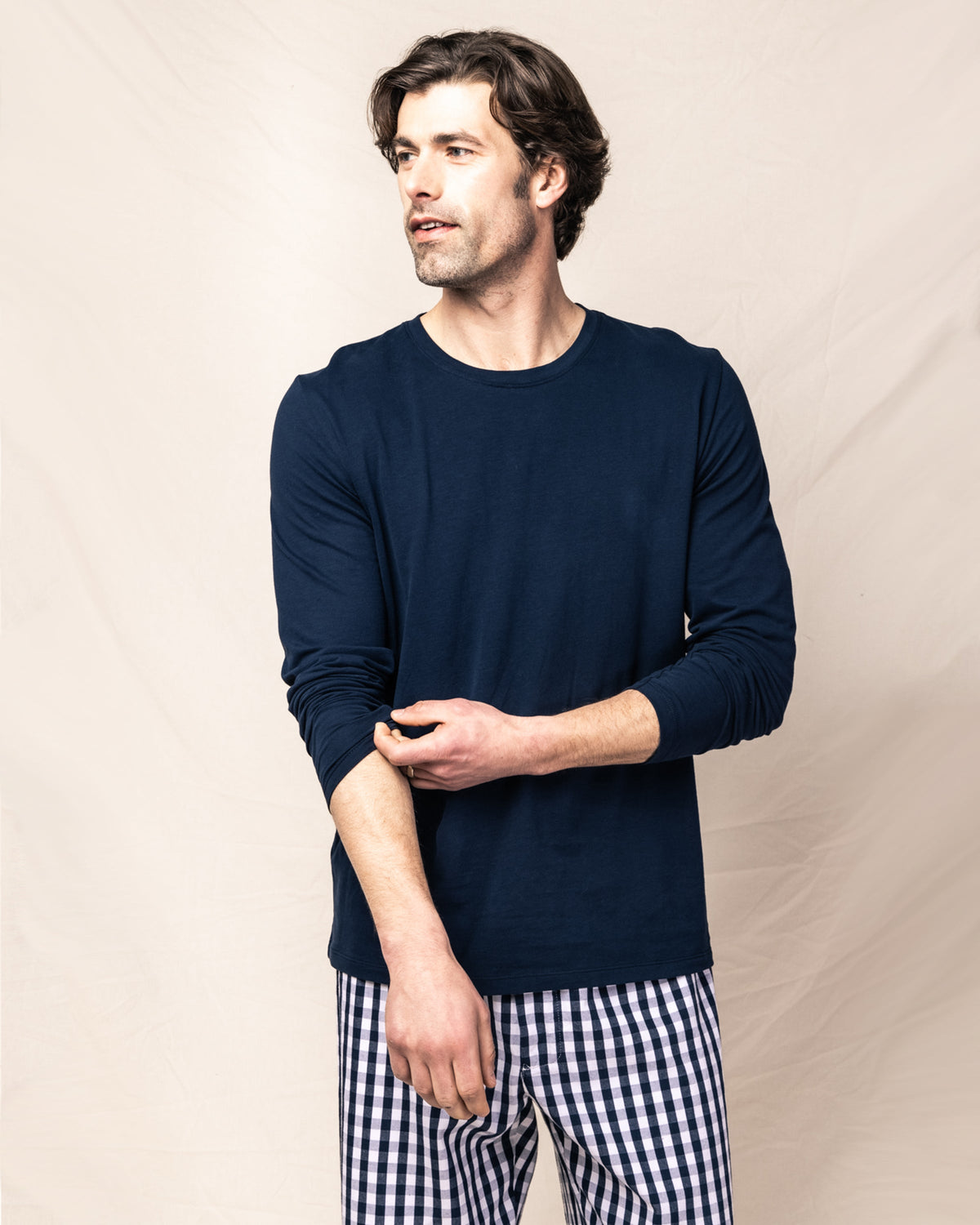 Pima Cotton Men's Navy Crew Neck Top