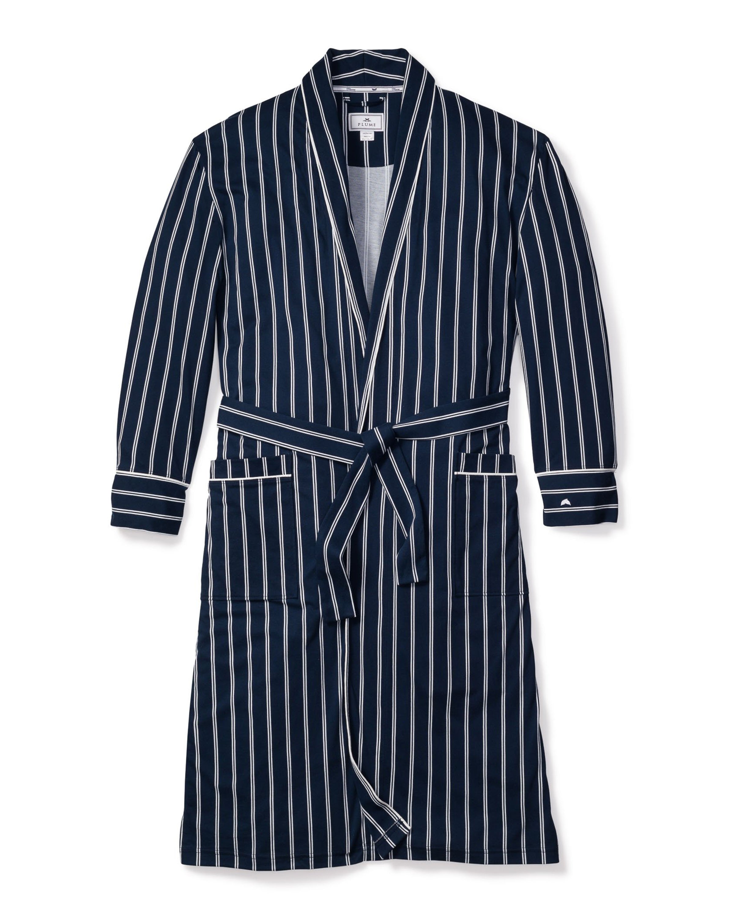 Men’s Grant Pinstripe Pima Cotton Robe