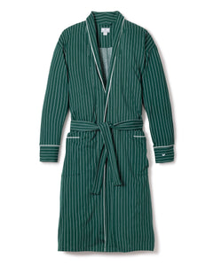 Men’s Luxe Pima Cotton Green Stripe Robe