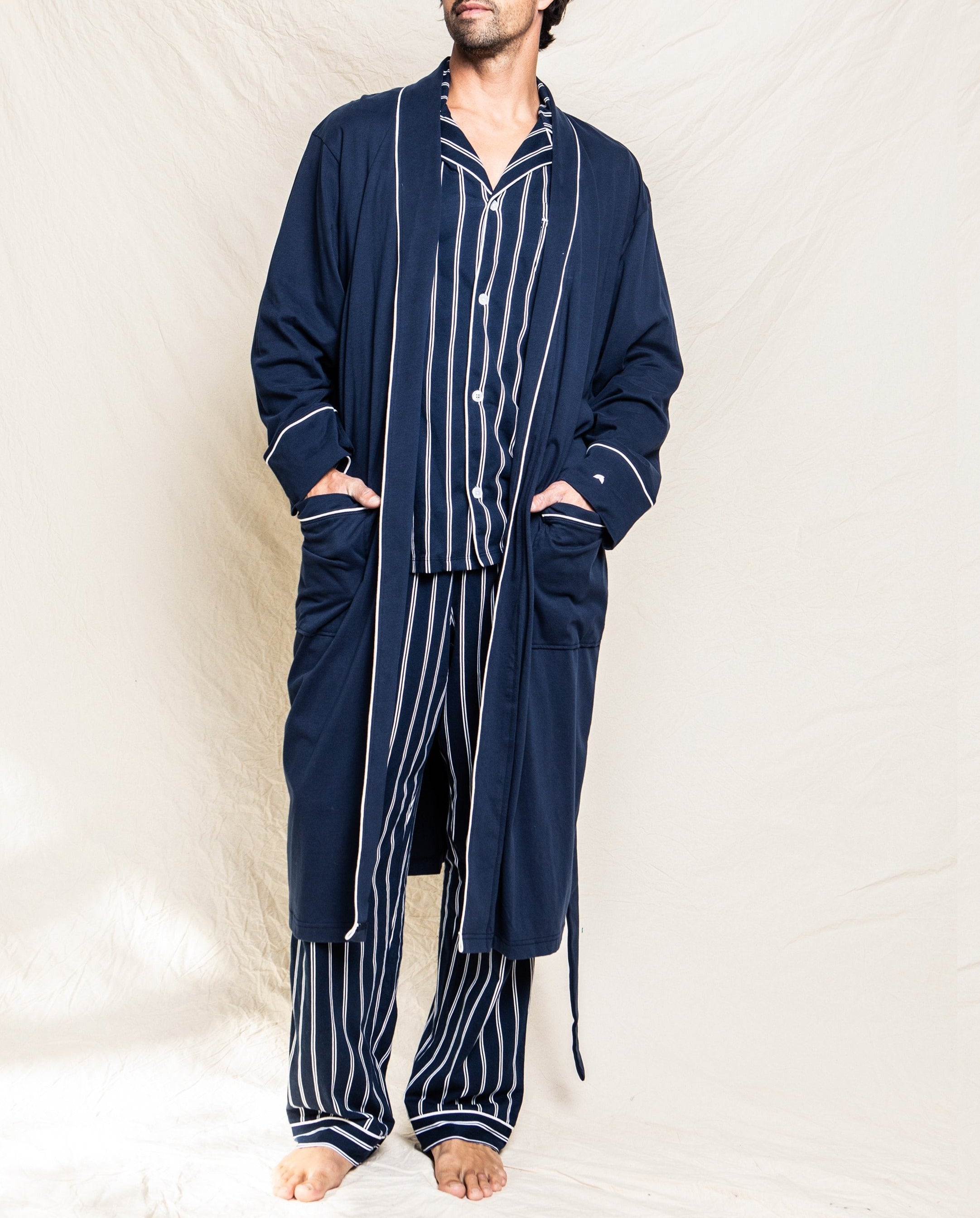 Men’s Navy Pima Cotton Robe