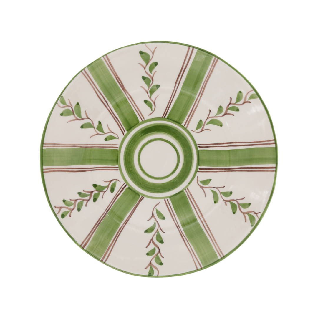 Olive Stripe Dessert Plate