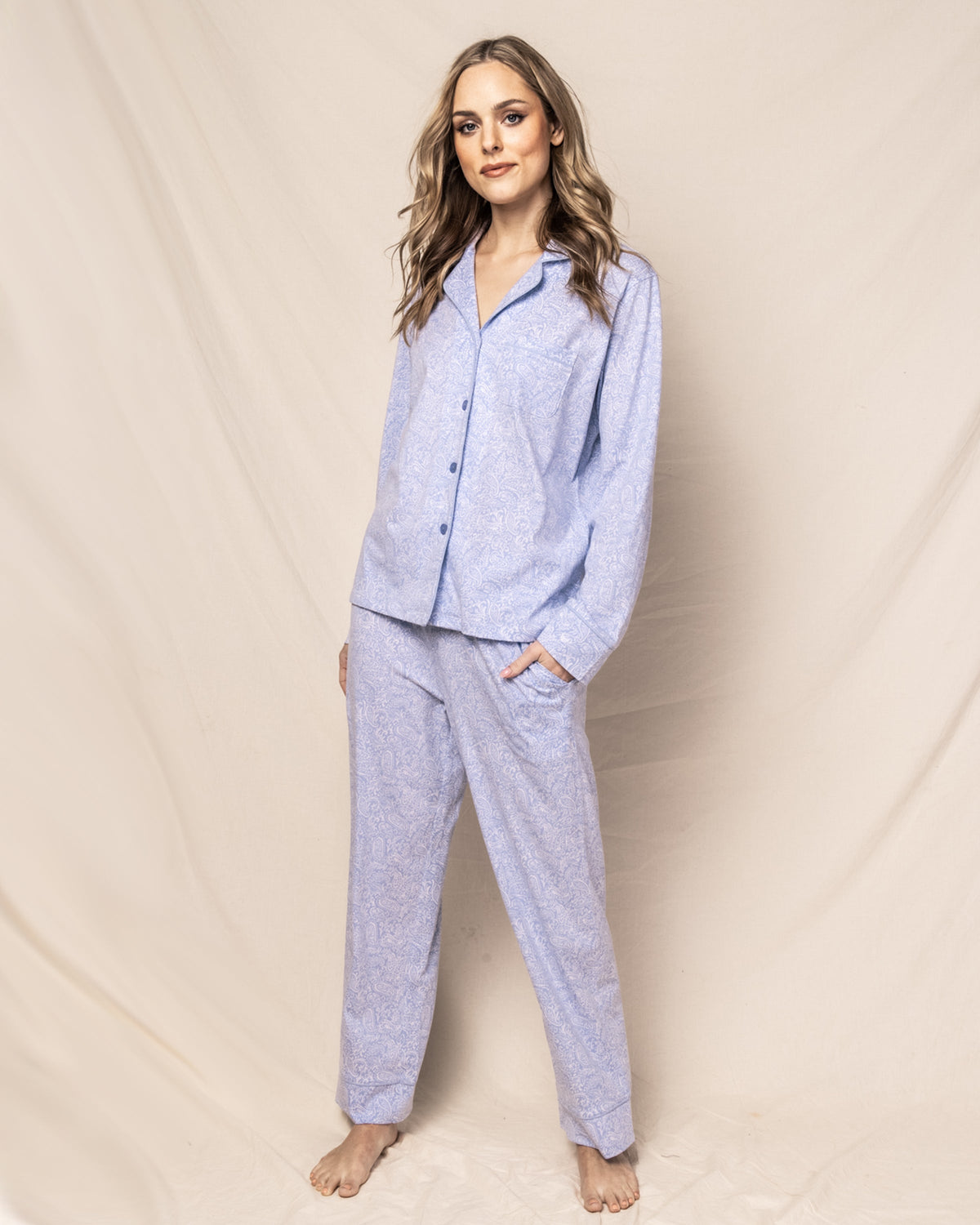 Women’s Luxe Pima Cotton Periwinkle Paisley Pajama Set