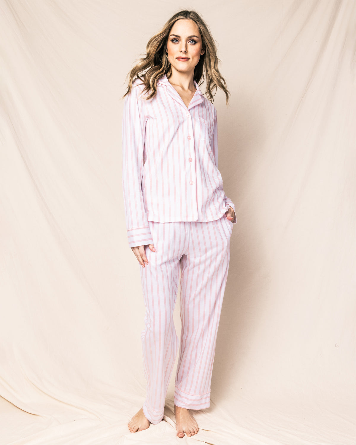 Women’s Luxe Pima Pink Stripe Pajama Set