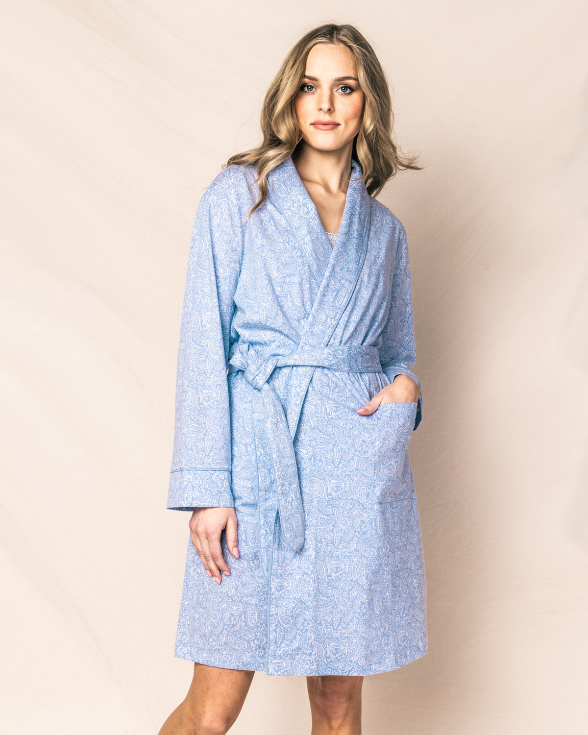 Women’s Luxe Pima Cotton Periwinkle Paisley Robe