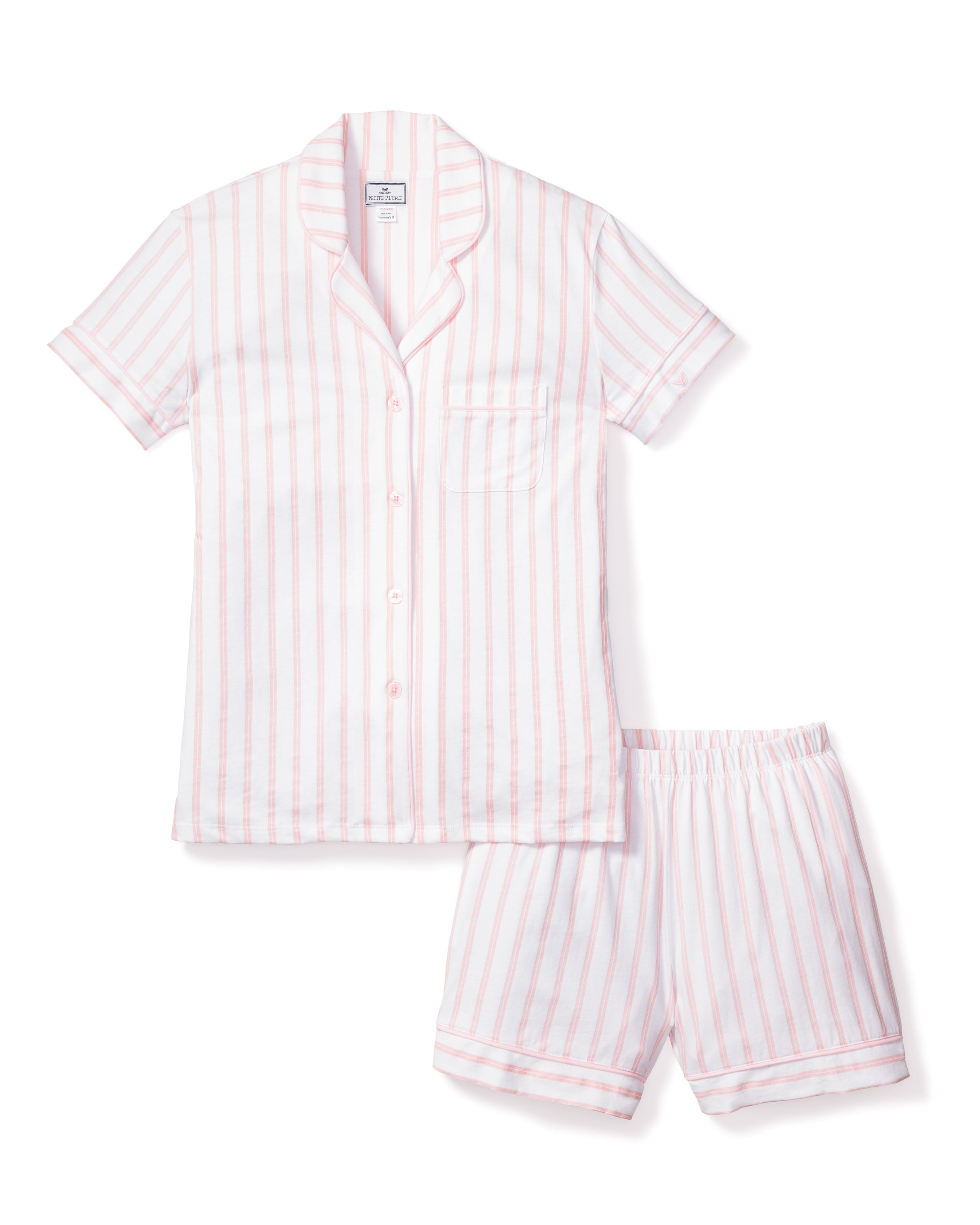 Women’s Luxe Pima Pink Stripe Short Set