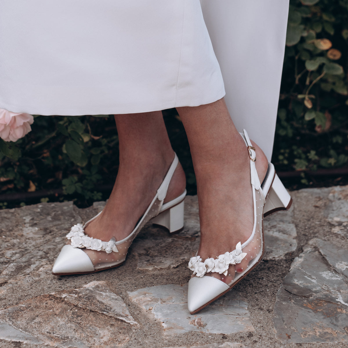 50mm Wedding Parker Sling in White Polka Dot Mesh