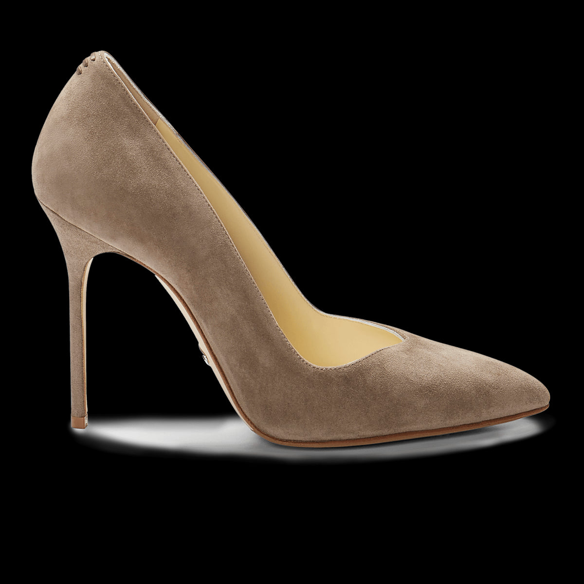 100m Italian Made Pointed Toe Pump in Taupe Suede